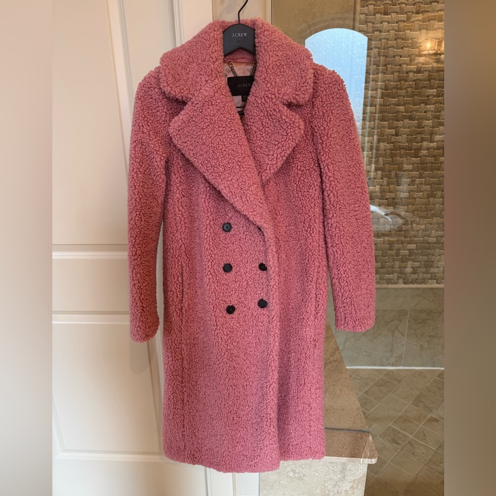 J Crew Teddy Double Breasted Trench Coat
